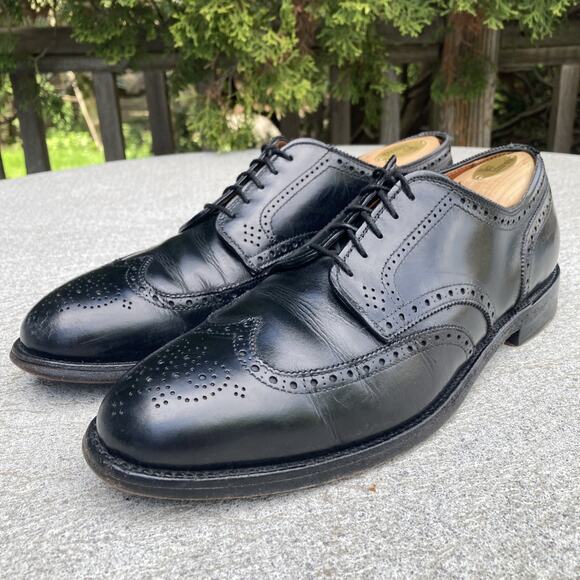 ALDEN 967 WING TIP BLUCHER BLACK CALFSKIN Dress Shoes Size 10 D main image 7